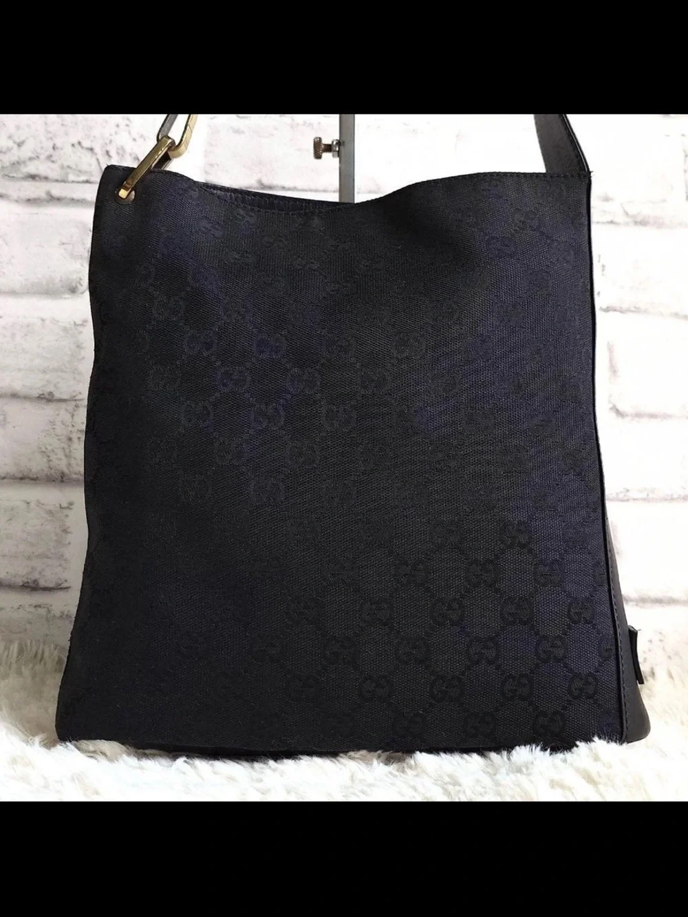 Gucci Black Signature Canvas Shoulder Bag
